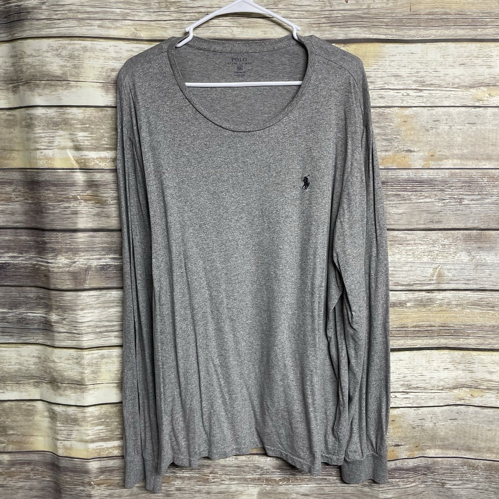 Polo Ralph Lauren Grey Long Sleeve‎ T-Shirt Pullover Mens Size XXL Preppy